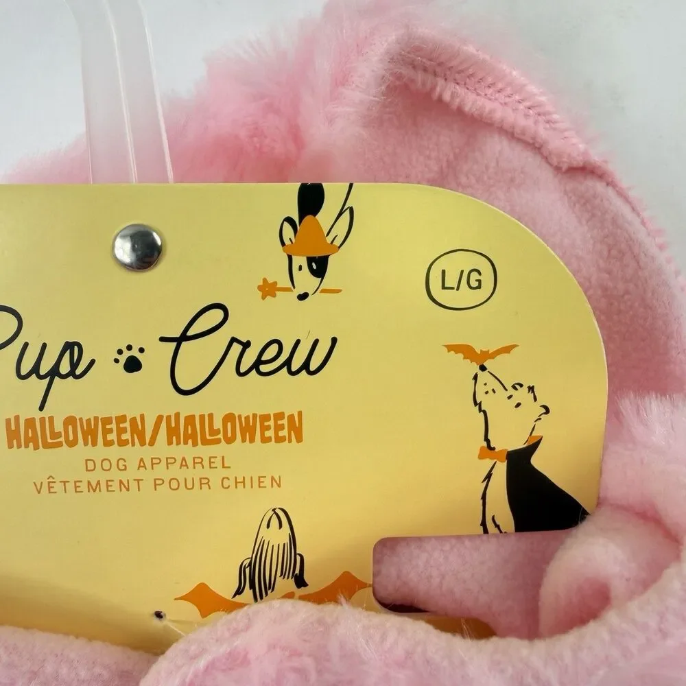 Pink Pup Crew Dog Pet Costume Size Large Pumpkin Halloween Jack O Lantern